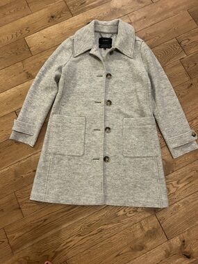 J. Crew Light Gray Wool-Blend Pea Coat with Patch Pockets